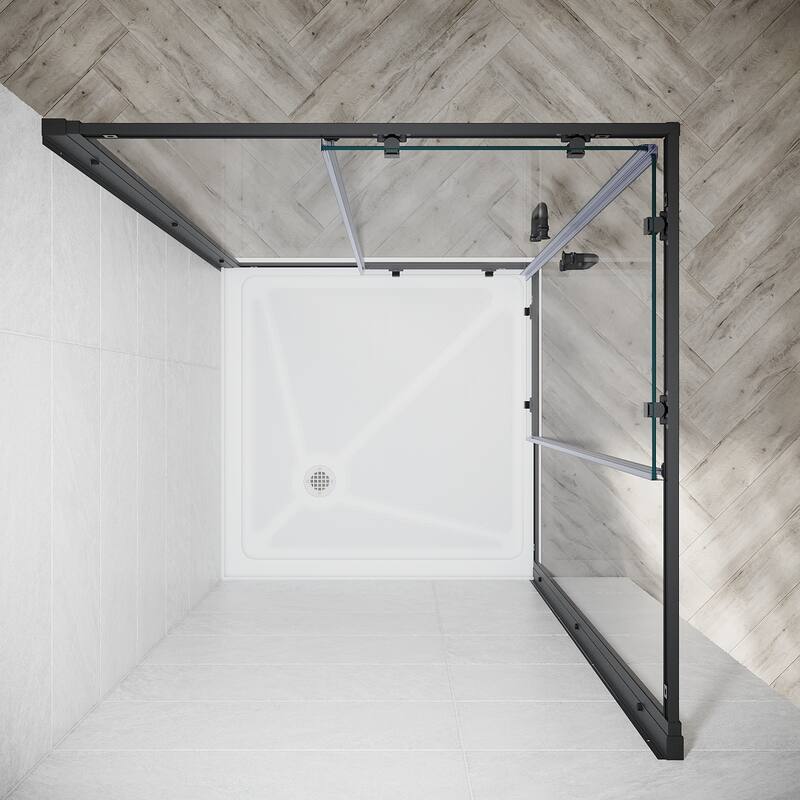 Elegant Corner Entry Shower Enclosure in Sliding Shower Doors 34 in. W x 34 in. L x 72 in. H Shower base not included.