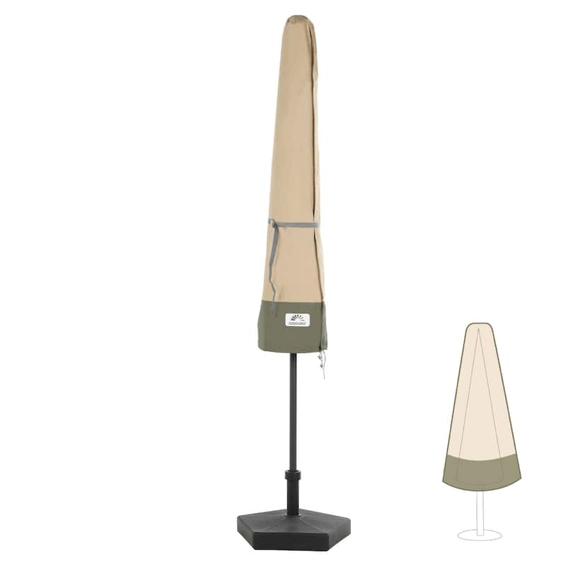 Aoodor Heavy Duty Patio Umbrella Cover for 6-9ft Market Umbrella - Beige/Green