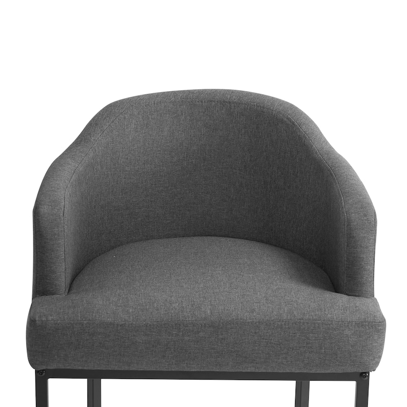 26 in. Counter Height Fabric Upholstered Low Back Bar Stool Modern Kitchen Island Stool with Black Metal Frame