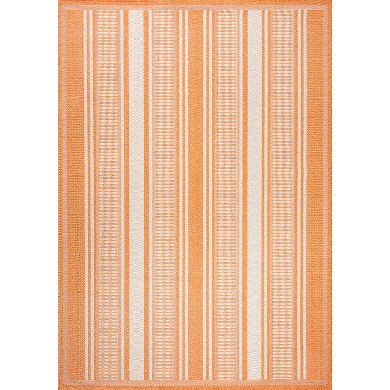 JONATHAN Y Negril Modern Double Stripe Indoor/Outdoor Area Rug - 4 X 6 - Orange/Cream