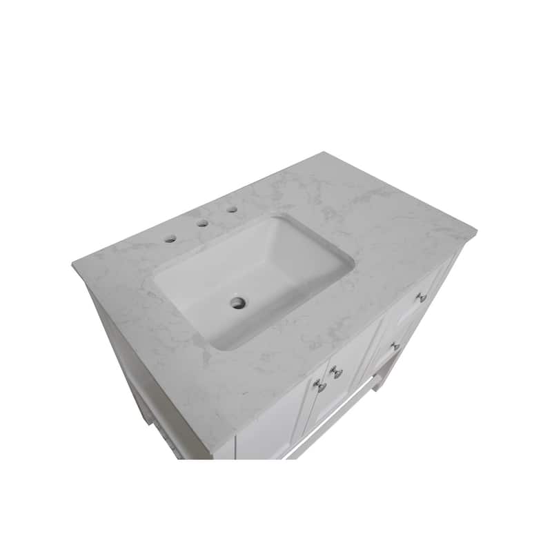KitchenBathCollection Lakeshore 36" Bathroom Vanity with Engineered Carrara Top