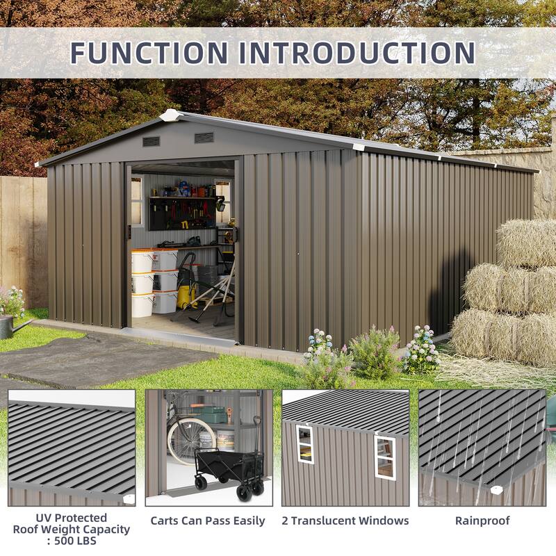 Campcraft 10x12ft Steel Shed - 0.25mm Coated, 2 Windows, 2 Colors‌ - 10*12FT