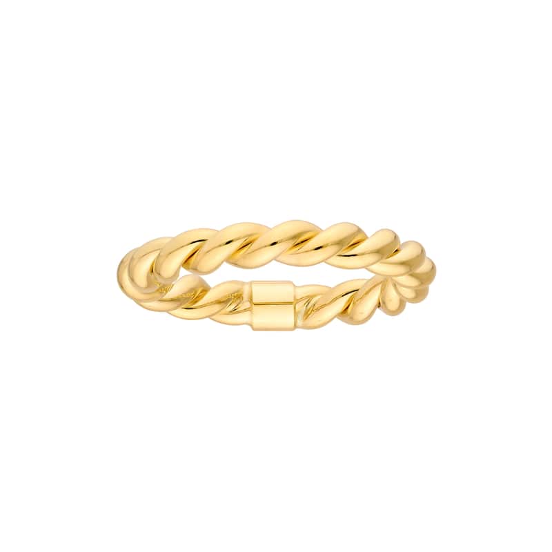 Curata 14K Yellow or White Gold 4mm Bold Braided Band Ring - 6 - Yellow
