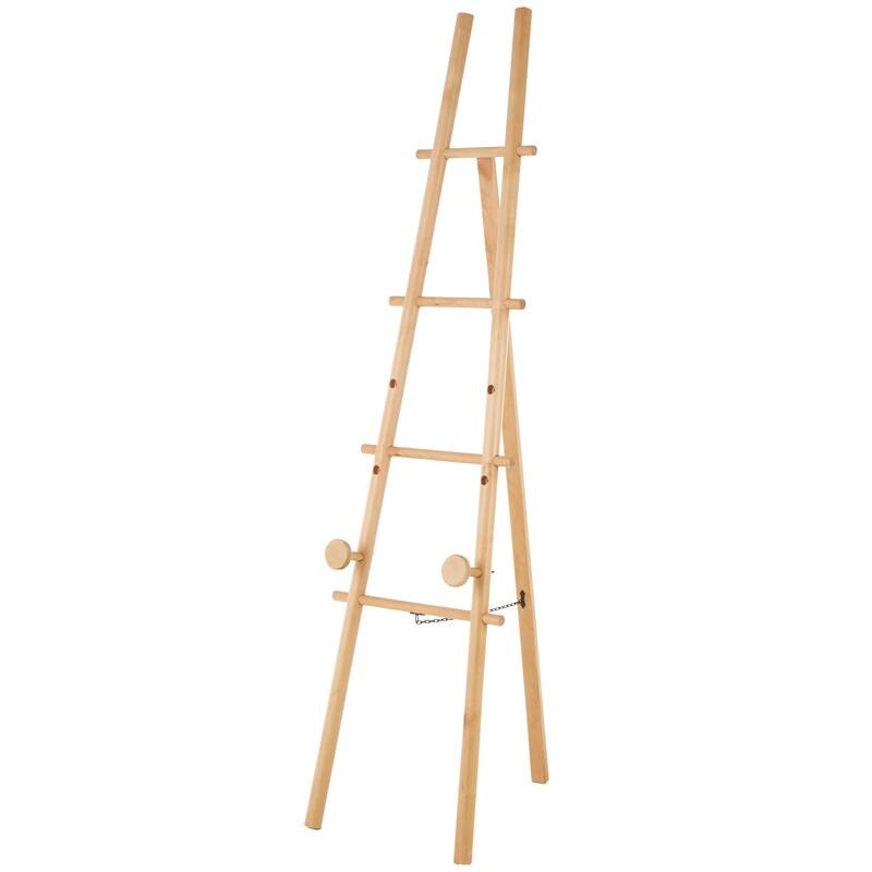 Wood Tall Adjustable 3 Tier Easel with Chain Support - Light Brown - Roche River Decor - Light Brown - 17"W, 65"H