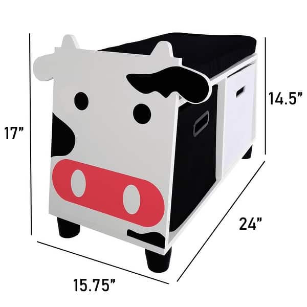 Children's Cow Storage Bench With Cushion