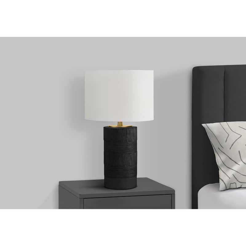 Lighting, 24"h, Table Lamp, Black Resin, Ivory / Cream Shade, Contemporary