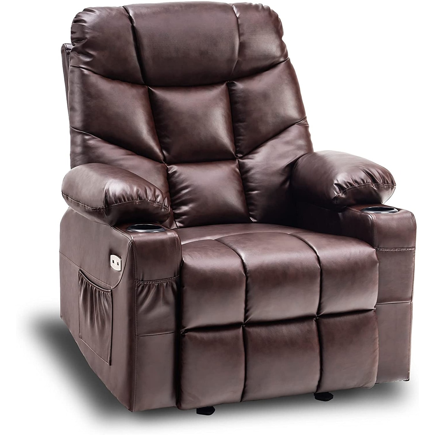MCombo Manual Glider Rocker Recliner Chair with USB Ports Faux