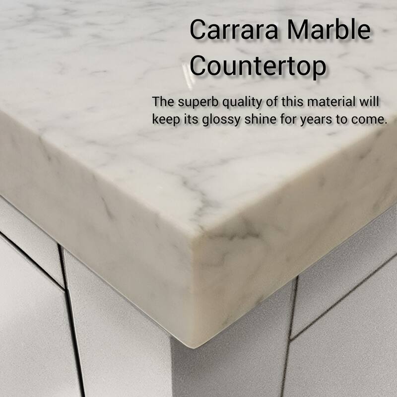 Castor Bath Vanity with Carrara Marble Top, Sink and Mirror