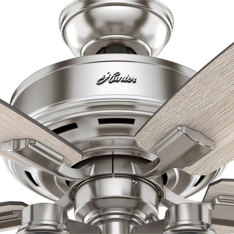 Hunter 52" Declan Pass Brushed Nickel Ceiling Fan with LED Light Kit and Pull Chain - Industrial, Farmhouse, Rustic