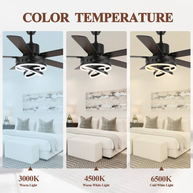 Cusp Barn 52"/72" Modern Large Dimmable LED Ceiling Fan with Lights and Remote, Reversible 8-Blade DC Motor DIY Shape Chandelier