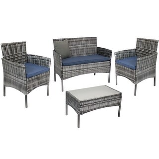 Sunnydaze Dunmore 4-Piece Patio Set with Cushions