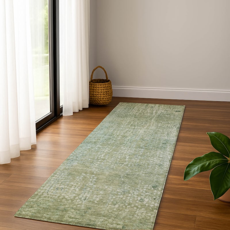 Premium Washable Super Soft Casual Imprints Mayfield Rug - Green - 2'3" x 7'6"