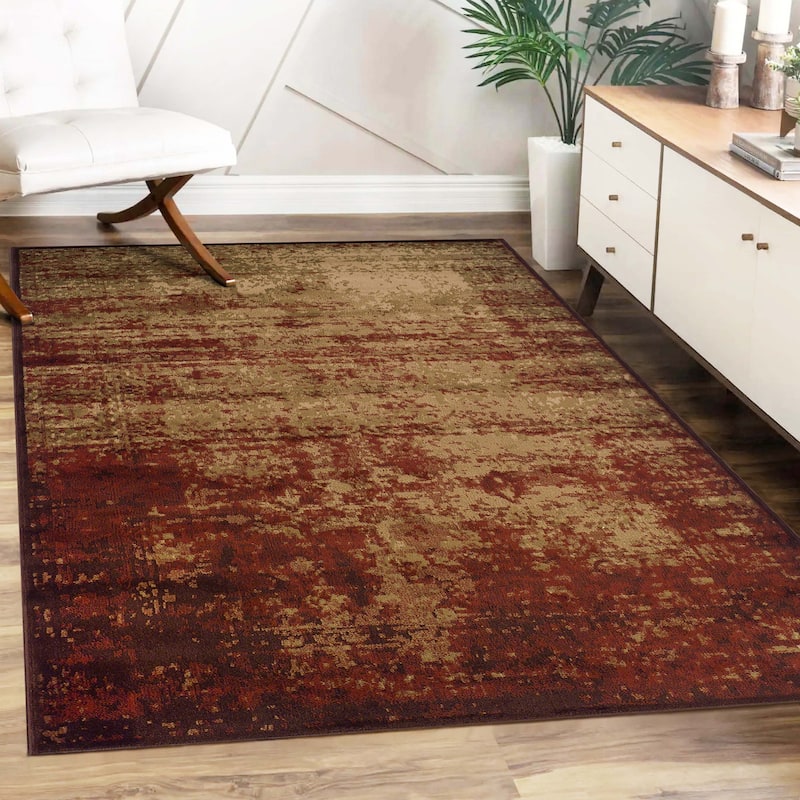 Superior Acid Wash Modern Gradient Indoor Area Rug or Runner - 4' x 6' - Auburn