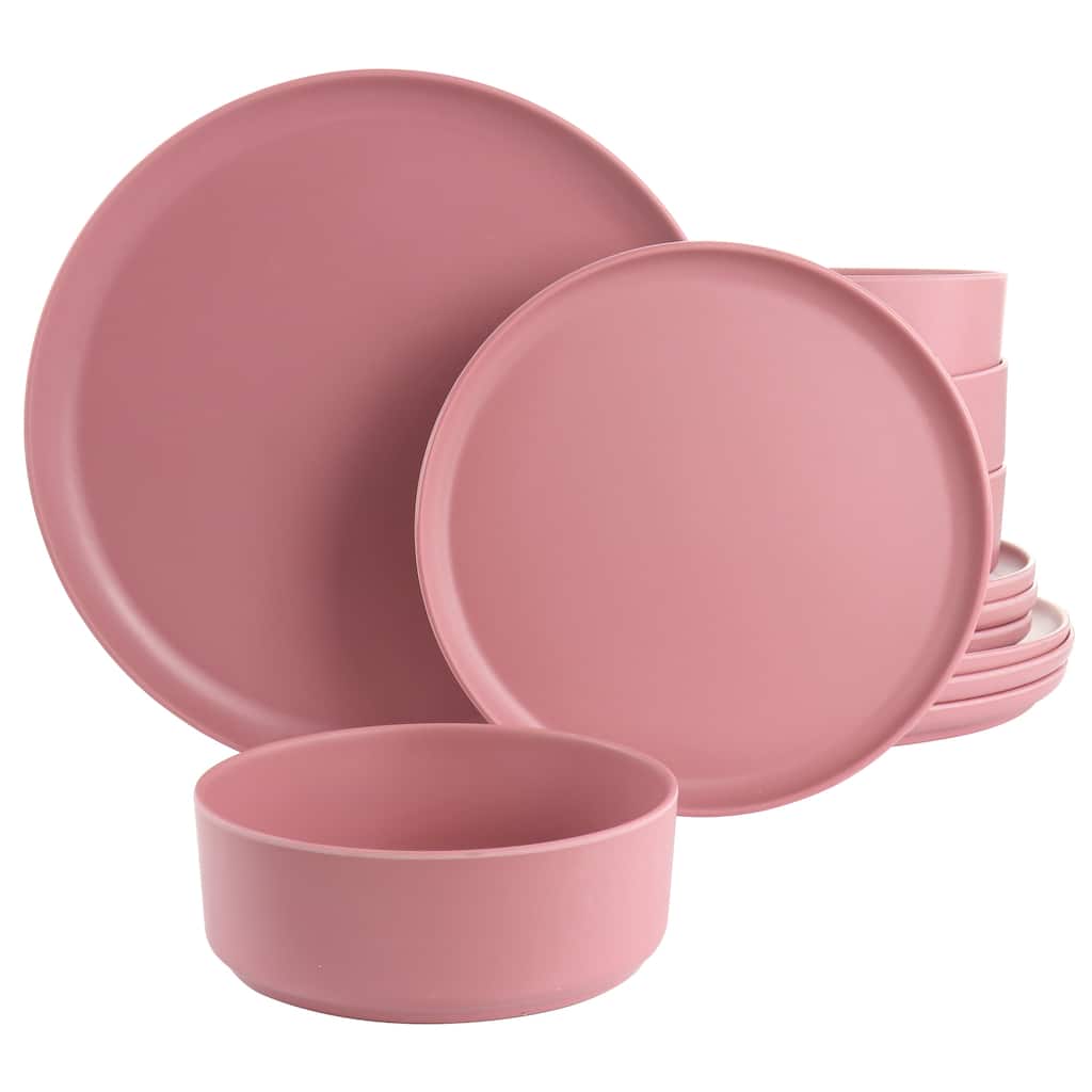 Gibson Home Canyon Crest 12 Piece Stackable Matte Melamine Set
