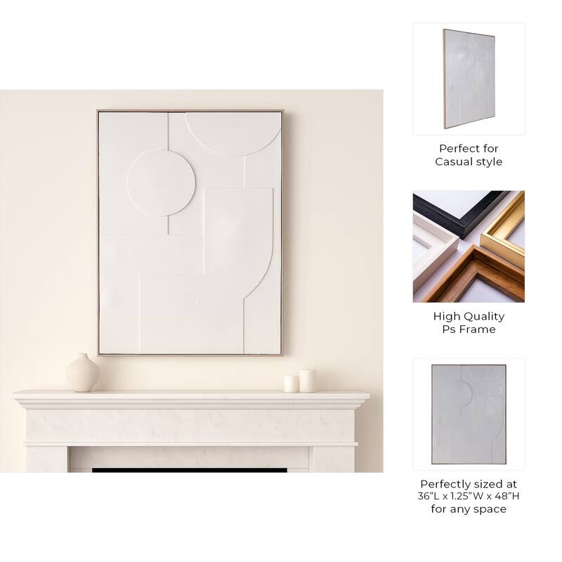 Modern 3-Dimensional Geometric Wall Framed Art - 48", White