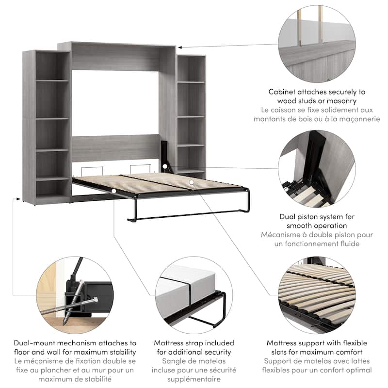 Claremont Queen Murphy Bed with Closet Organizers (105W) by Bestar