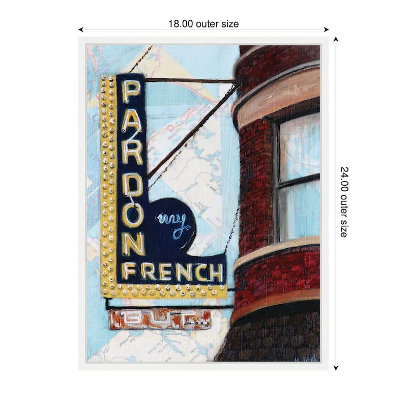 Kate and Laurel Pardon My French by Krista V. Allenstein Framed Canvas Wall Art Print