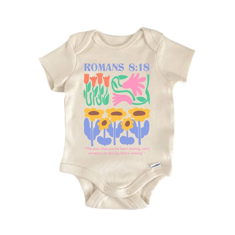 Romans 8.18 Jesus Christian Religious God - Baby Boy Girl Clothes Bodysuit - White - 6-9M