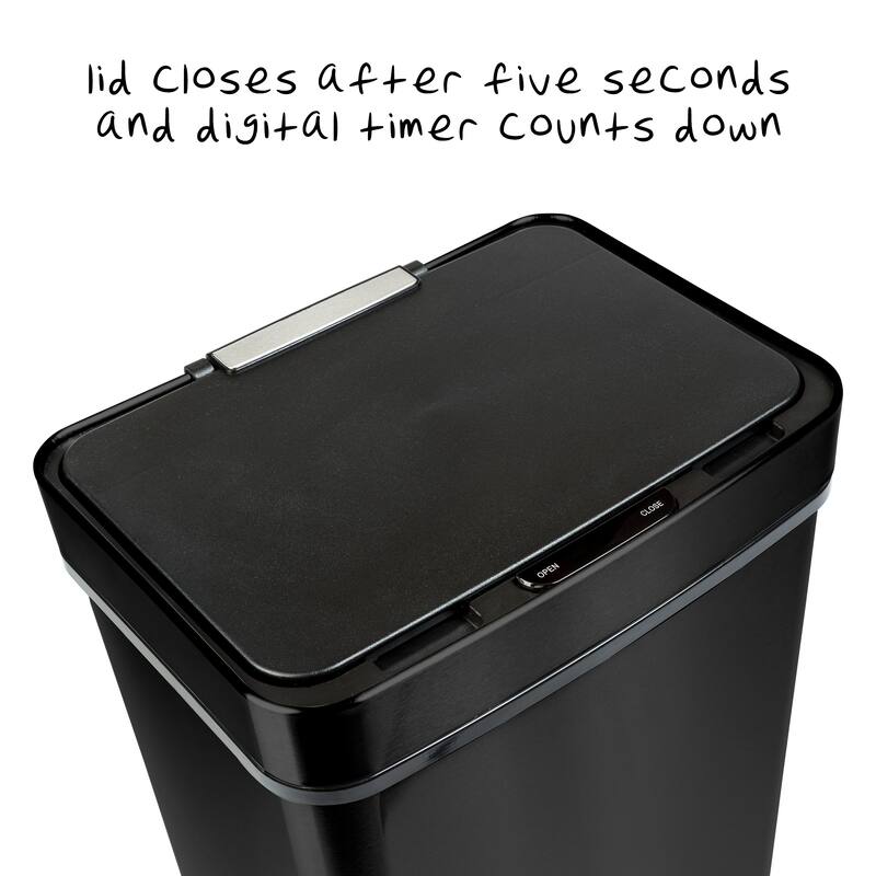 50L Black Stainless Steel Motion Sensor Trash Can