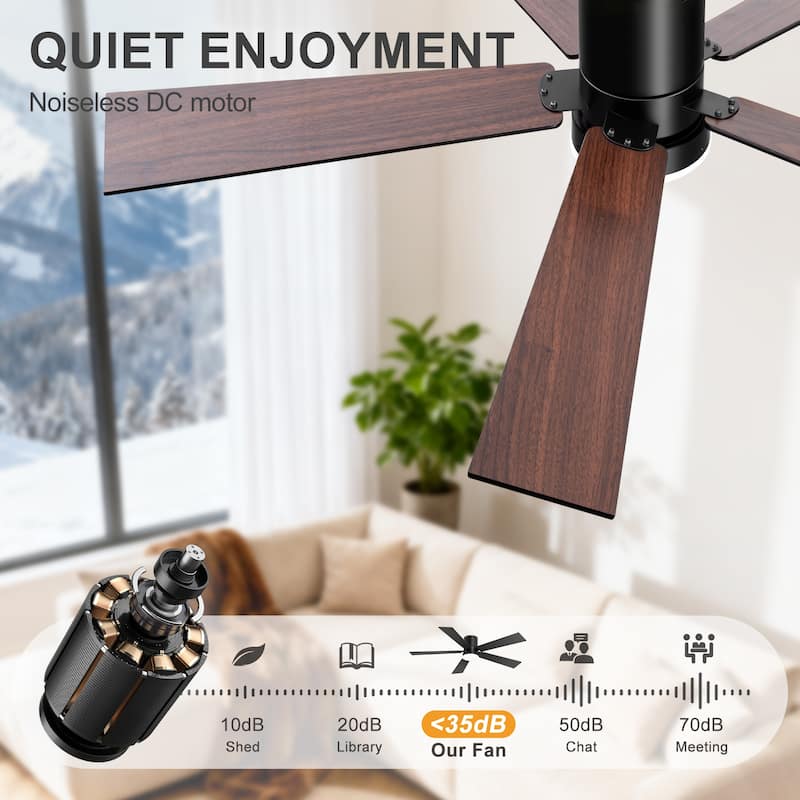 2 Set 42-inch Integrated LED Ceiling Fan with Light and Remote(5 Reversible Blades)