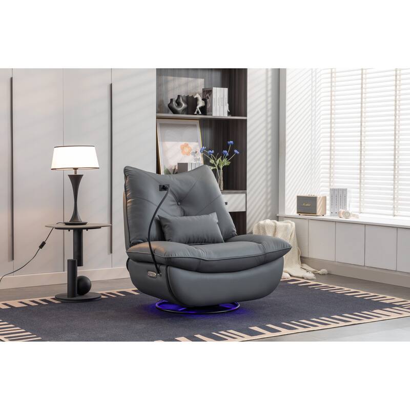 270° Swivel Glider Recliner Chair, Power Recliner with USB Port, Atmosphere Lamp