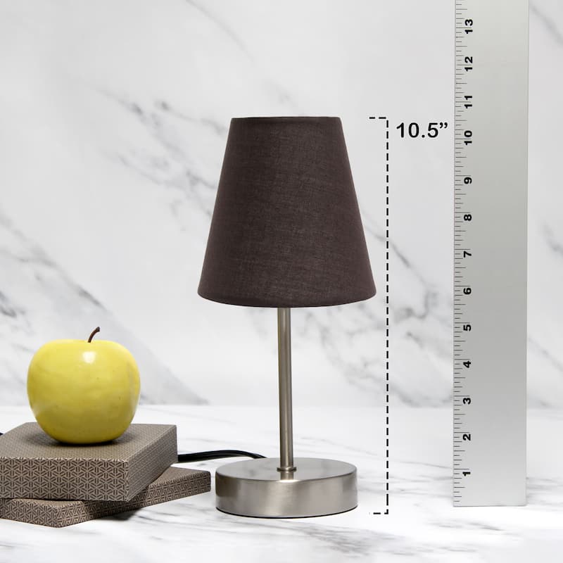 10.5" Petite Metal Stick Lamp in Sw Nickel w Fabric Shade
