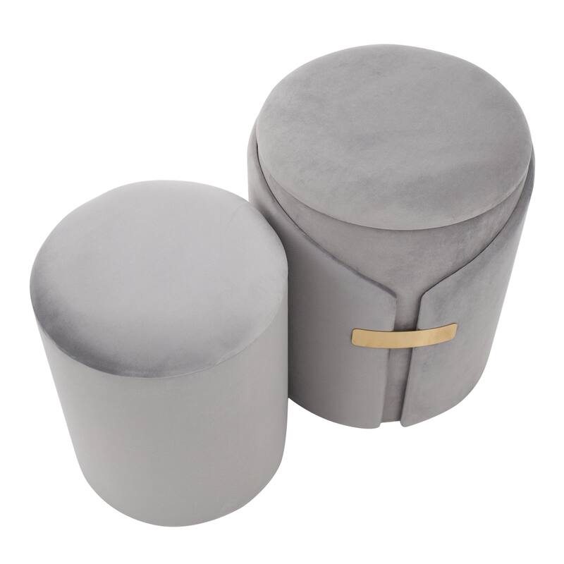Silver Orchid Dahlia Ottoman Set