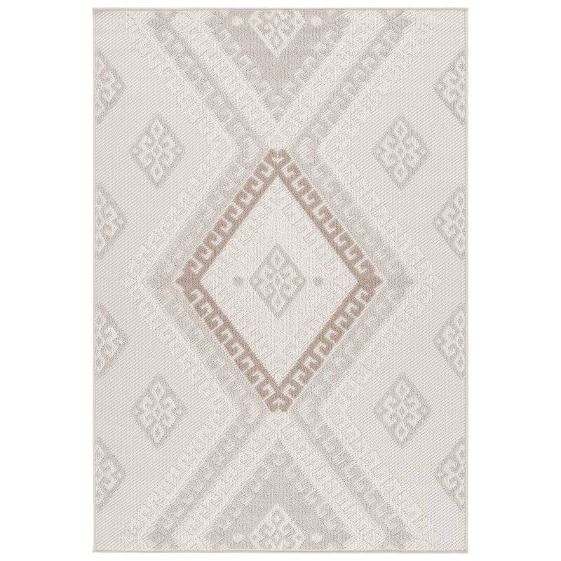 SAFAVIEH Global Vlora Indoor/Outdoor Waterproof Patio Backyard Rug - 4' x 6' - Grey/Ivory Taupe