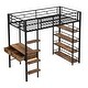 preview thumbnail 11 of 9, Twin Size Bed Frame with Built-in Wood Desk, Shelves and Storage Drawer, Metal Loft Bed with Safety Guardrail & Ladder