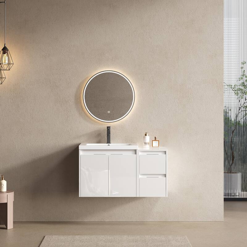 Float Mounting Bathroom Vanity With Resin Sink