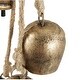preview thumbnail 7 of 24, Gold, White or Black Metal Tibetan Inspired Cascading Indoor Outdoor Decorative Cow Bells with 5 Bells on Jute Hanging Rope