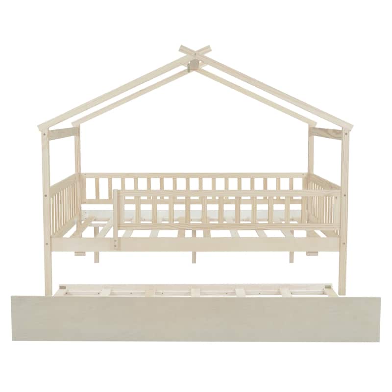 Full Pine House Bed with Twin Trundle