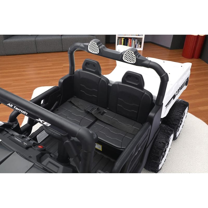 24V 2-Seater Kids Ride On Dump Truck with Remote, 4WD 6-Wheel UTV Car with Electric Dump Bed, LED Lights & Music