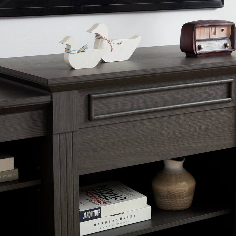 Modern TV Stand, Media Entertainment Stand with Large Storage Cabinet Open Shelves and Adjustable Shelves for Living Room, Grey