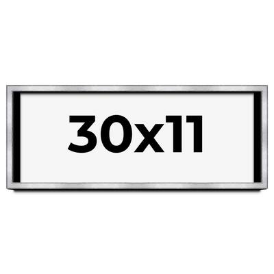 30x11 Shadow Box Frame Silver | 1.375 Inches Deep Real Wood