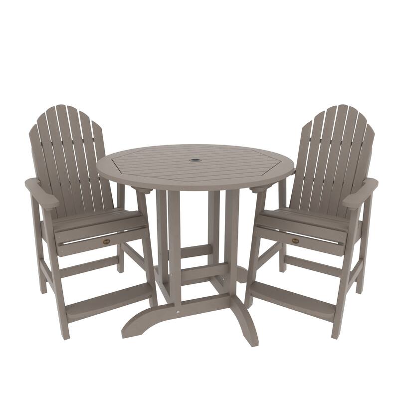 Highwood Commercial 3-Piece Adirondack 36" Bistro Counter Height Dining Set - Woodland Brown