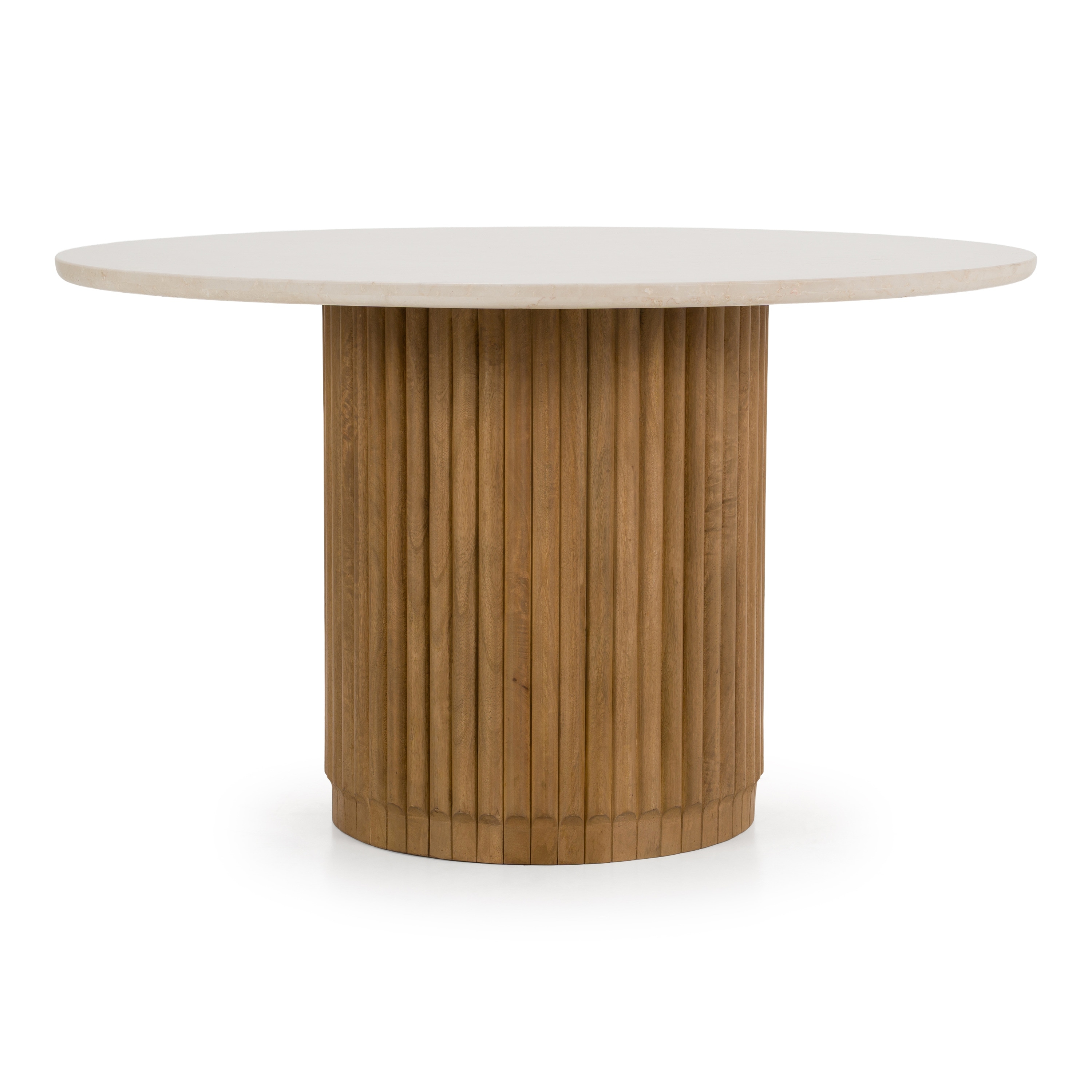 Bambi Modern Botticino Marble & Mango Round Dining Table
