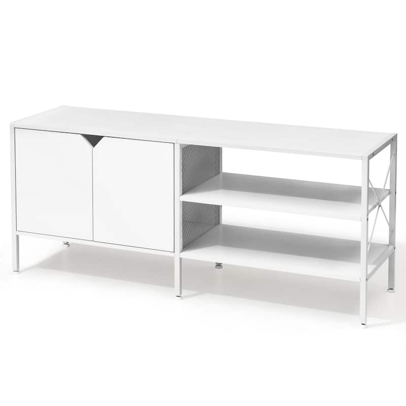 Crestlive TV Console Entertainment Center TV Stand with Storage Cabinet & Shelves - 24.01" H x 55.12 W" x 15.75" D