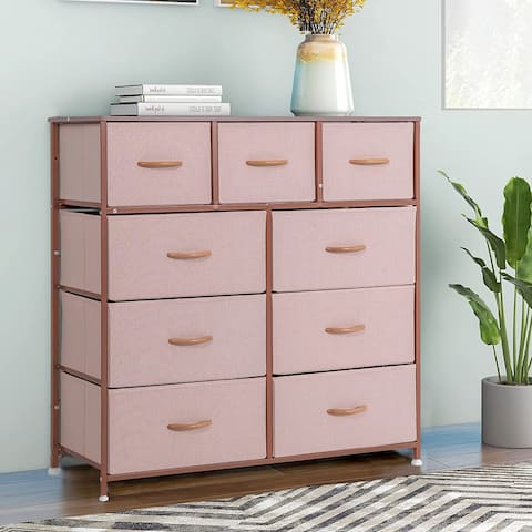 Wide Dresser Storage Tower with 9 Drawers