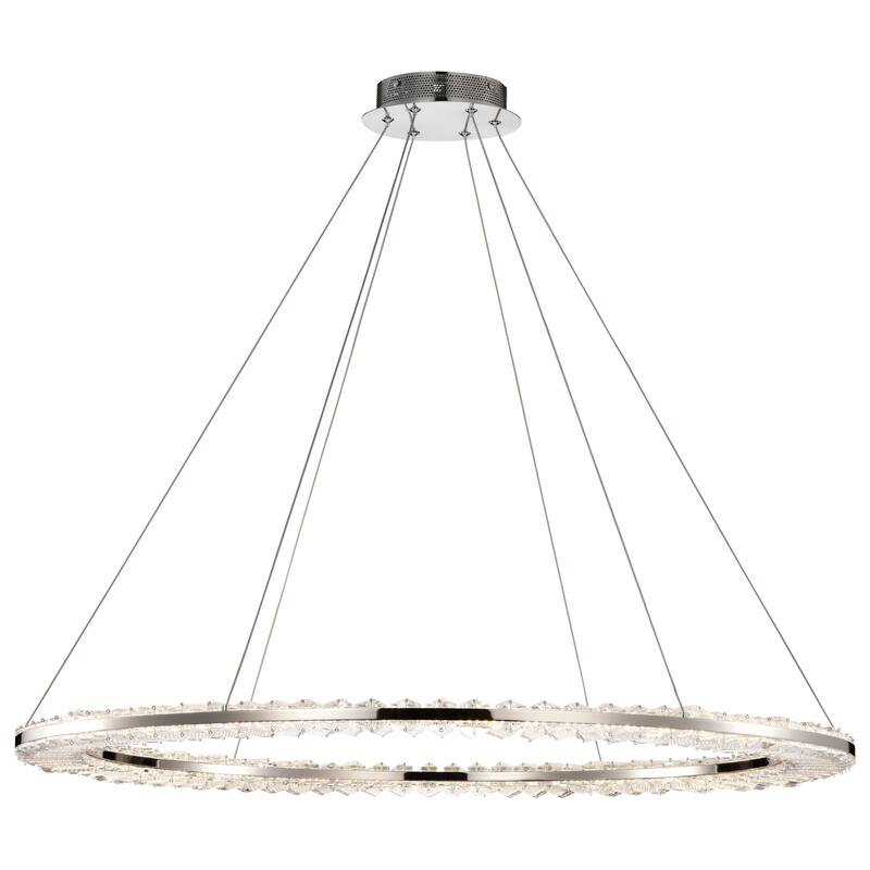 Nova LED 36 Inch Round Pendant Polished Nickel Finish K9 Crystal - Polished Nickel