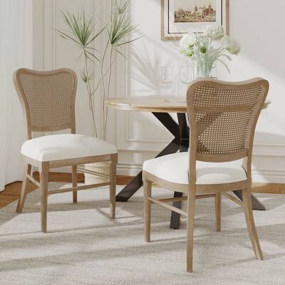 Set of 2 Fabric Dining Chair with Wood Legs
