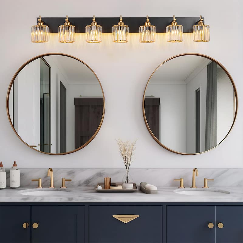 Mid-Century Modern Dimmable Bathroom Vanity Light Crystal Glass Wall Sconce