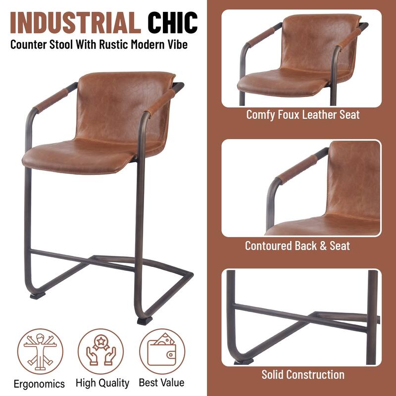 NPD Furniture Indy Faux Leather Counter Stool (Set of 2)