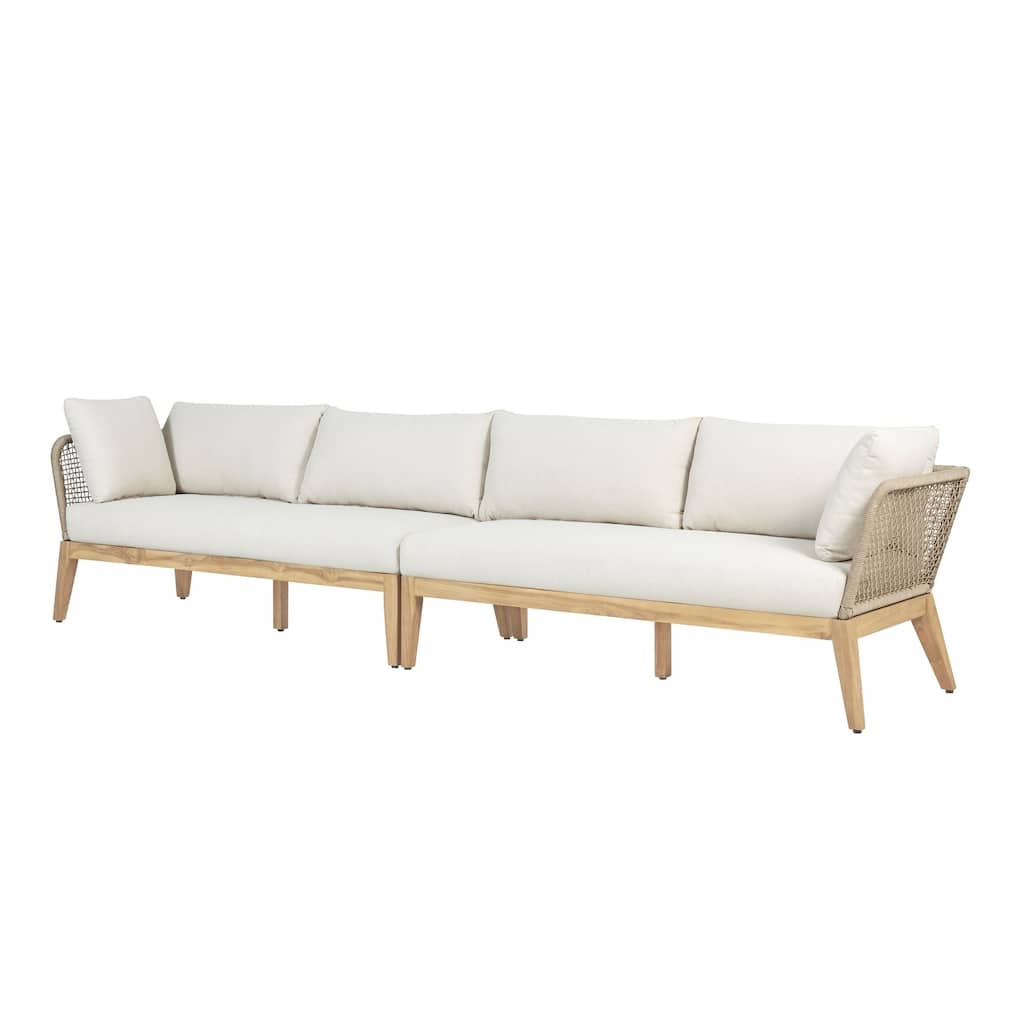 Cypress Teak Wood 128" Sofa with Rope Design