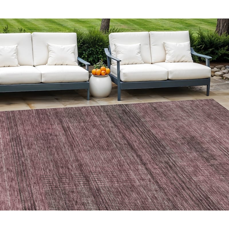 HomeRoots Striped Transitional Rectangle Outdoor Rug - 10' X 14'