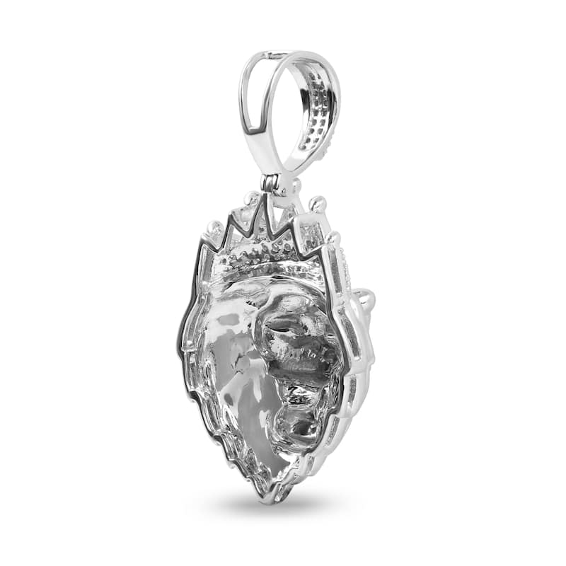 10K Gold 1/6ct TDW Diamond Crowned Lion Head Pendant for Men