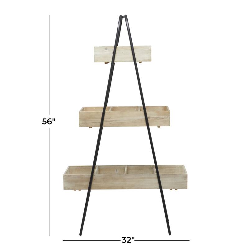 Brown Wood Indoor Outdoor 3 Tier Indoor Plantstand