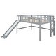 preview thumbnail 7 of 12, Full Size Low Loft Bed with Ladder and Removable Slide, Space-Saving Design, White