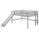 preview thumbnail 1 of 7, Low Loft Bed Full Size with Ladder and Slide, Solid Wood Full Loft Bed Frame with Full-Length Guardrail for Kids, Boys, Girls Gray - Full