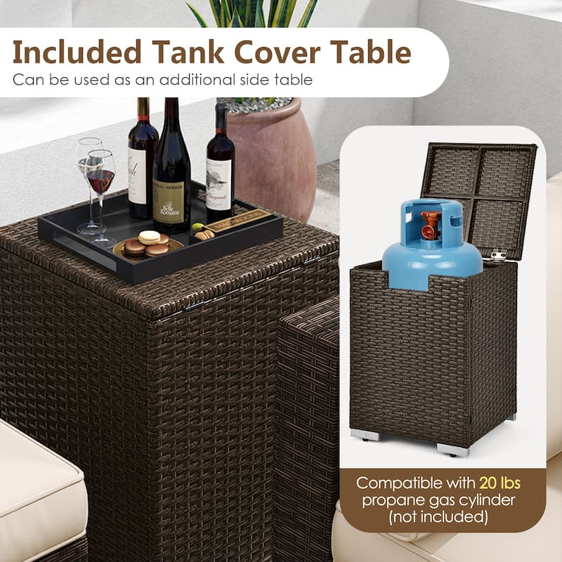 Costway 7 Pieces Outdoor Furniture Set with 32" Fire Pit Table and - See Details